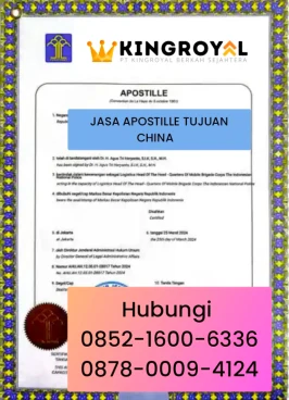 JASA APOSTILLE TUJUAN CHINA