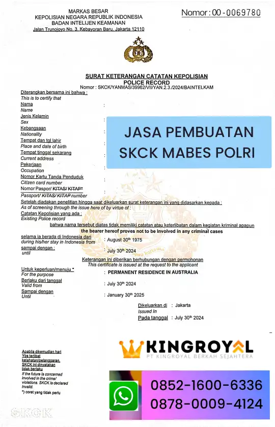 JASA PEMBUATAN SKCK MABES POLRI